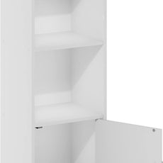 Furinno LUDER Book Shelf, 3-Tier Modern Bookshelf, Bookcase with 1 Door Storage Cabinet, 9.3 x 12 x 31.5, for Living Room, Bedroom, Home Office, White