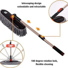 Car Duster Set,Car Duster Exterior Scratch Free with Extendable Handle,Large and Small Auto Brushes Remove Dust for RV and Trucks,Microfiber Interior Brush
