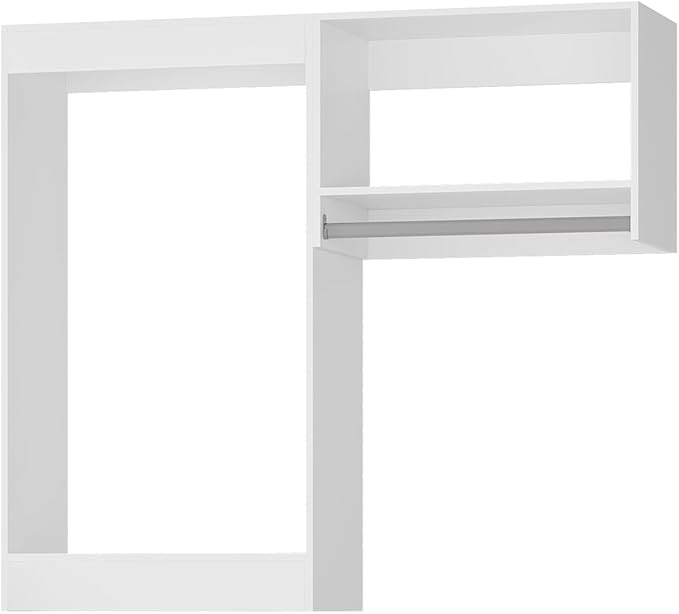 Modular Closet, 64" Wide Organizer with Hanging, Wood Tower Storage for Walk-in Closets, Wall-Mounted Wardrobe Organizer, White