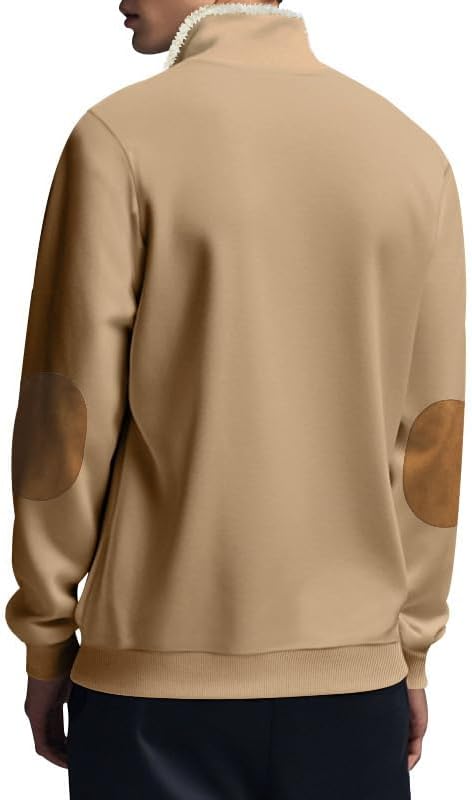 Men's Quarter Zip Sweatshirt - Stand Collar Solid Casual Top Autumn Winter Wear for Vacation Daily Use