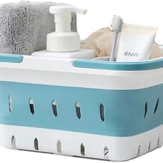 Plastic Caddy for Cleaning Supplies Products, Storage Collapsible Basket with Handles, Box Organizer Bin for Bathroom, Kitchen, College Dorm,Gym (Blue 1 pack)