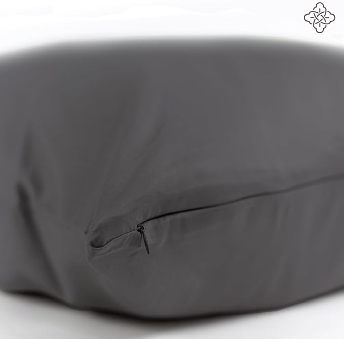 BIOWEAVES 100% Organic Cotton Body Pillow Cover for Body Pillowcases 300 Thread Count Soft Sateen Weave GOTS Certified with Zipped Closure - 21" x 54", Grey