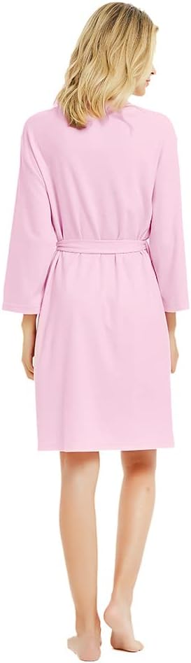 U2SKIIN Womens Robes, 100% Cotton Lightweight Robes 3/4 Sleeves Kimono Knit Soft Loungewear Short Bathrobe