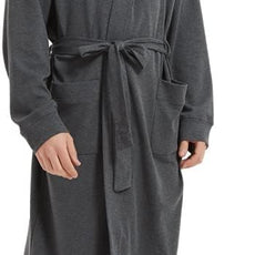 HOLOVE Men's Pure Cotton Bathrobe Lightweight Kimono and Hooded Spa Robes Soft Sleepwear