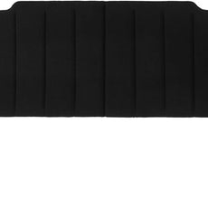 24KF Black Teddy Fabric Tufted King Upholstered Headboard, Modern Vertical Channel Design California King Headboard with Stepped Silhouette Top Edge,6026-K-Teddy Black