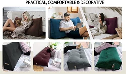 Bed Wedge Headboard Pillow - College Dorm Reading Pillow Back Support While Sitting in Bed - Ergonomic Lumbar Pillow Body Positioning Bed Pillow - Velvet Maroon 76IN