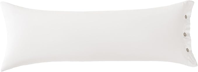 JELLYMONI Pillowcase Body Cotton 1pc Button Cream White Pillow Case 20×54in 100% Washed Cotton Soft Breathable Pillow Covers(Pillows are not Included)