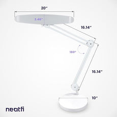 Neatfi XL 2,200 Lumens LED Task Lamp, 24W, 117 Pcs SMD LED, 4 Level Brightness, Dimmable, Desk Light for Home, Office, Workbench (Non-CCT with Base, White)