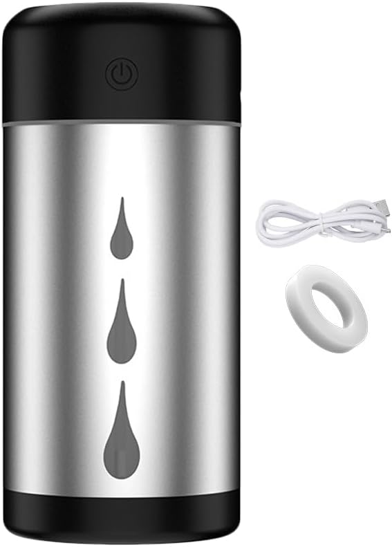 Riloer Desk Cool Mist Humidifiers, Portable Car Humidifier Diffuser with Star Night Light, Mini Humidifier Essential Oil for Car Office Desktop Bedroom (Silver)