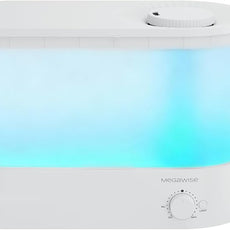 MEGAWISE 2025 Humidifier, 6L Large Capacity, 50H Runtime, Enjoy ultra-quiet, cool mist for your bedroom, nursery, or indoor plants. Top-fill design for effortless convenience (White)