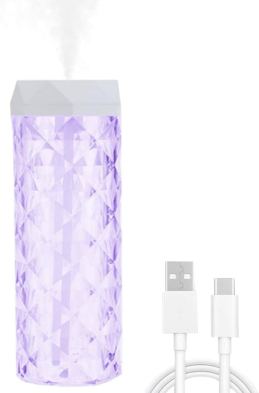 USB Desktop Crystal Humidifier 1000ml with 7 Colors LED Night Light, No Noise Suitable for Home, Office, Desk, Bedroom and Babies Room and No Battery (1000ml)