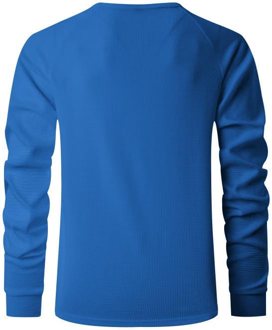 Men's Warm Waffle Top - 1/4 Button Round Neck Solid Color Casual Sweatshirt for Daily Vacation Wear
