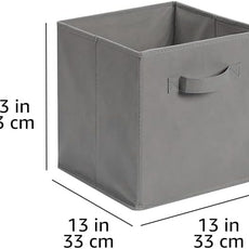 Amazon Basics Collapsible Fabric Storage Cube Bins Organizer with Handles, Sturdy, Gray, 13-x-13-x-13-inch, Pack of 6