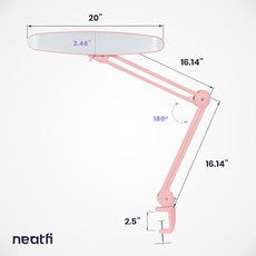 Neatfi XL 2,200 Lumens LED Task Lamp, 24W Super Bright Desk Lamp, 117 Pcs SMD LED, 4 Level Brightness, Dimmable, Task Light for Home, Office, Workbench (Non-CCT, Rose Gold)