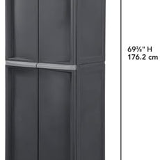 Sterilite 4 Shelf Cabinet, Lockable Utility Storage w/ Adjustable Shelves, Gray - Plastic Shelving Unit for Organizing Garage, Pantry, Basement, Laundry Room or Mudroom