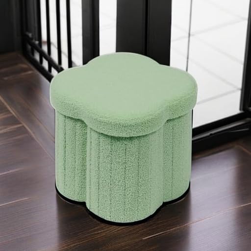 B FSOBEIIALEO Storage Ottoman Cube, Flowers Shaped Ottomans with Storage Foot Stool Footrest for Lving Room, Boucle Ottoman Seat for Dorm Room,Faux Teddy Fur,White 12.6"x12.6"x12.6" Dormly