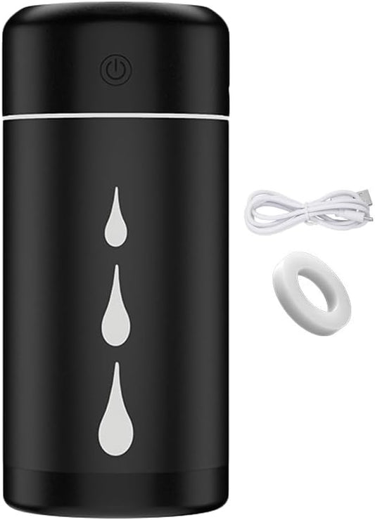 Riloer Desk Cool Mist Humidifiers, Portable Car Humidifier Diffuser with Star Night Light, Mini Humidifier Essential Oil for Car Office Desktop Bedroom (Black)