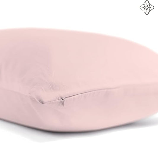 BIOWEAVES 100% Organic Cotton Body Pillow Cover for Body Pillowcases 300 Thread Count Soft Sateen Weave GOTS Certified with Zipped Closure - 21" x 54", Blush Pink