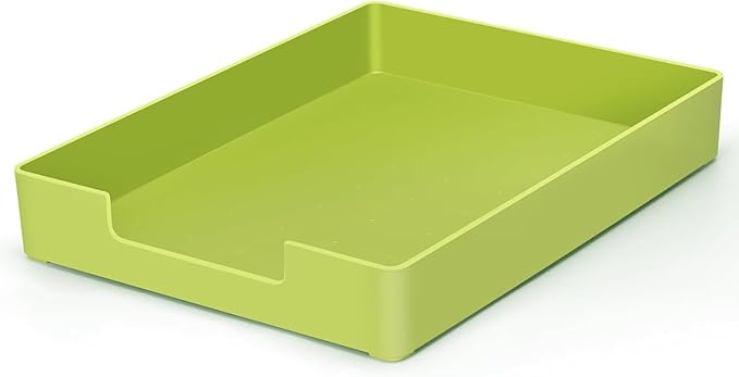 Letter-Size Tray, Desk Drawer Organizer, A4 Plastic Paper Tray for Office, School, Home Storage, and Storage Containers for Christmas Ornaments, Gift Wrap, and Crafts (Green)