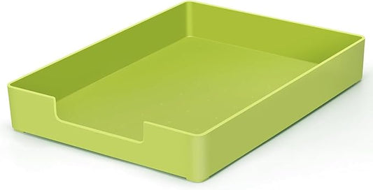 Letter-Size Tray, Desk Drawer Organizer, A4 Plastic Paper Tray for Office, School, Home Storage, and Storage Containers for Christmas Ornaments, Gift Wrap, and Crafts (Green)