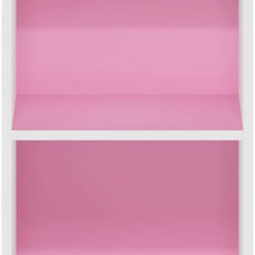 Furinno PASIR Book Shelf, 4-Tier Modern Bookshelf, Open Shelves Bookcase 9 x 12 x 42, for Living Room, Bedroom, Home Office, Pink/White