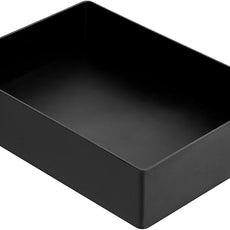 Amazon Basics Rectangular Plastic Desk Organizer with Storage Trays, Accessory Tray, 9.4 x 6.7 x 2 inch, Black, 1 Pack