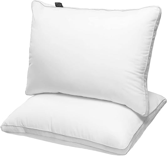JICUSE Bed Pillows Queen Size Set of 2, Hotel Quality Queen Pillows 2 Pack for Sleeping with Soft Down Alternative Filling, Gusseted Bedding Pillow for Back, Stomach or Side Sleepers, 20" x 30"