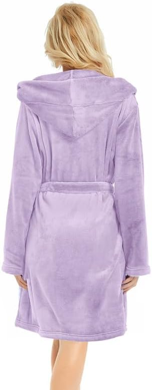 U2SKIIN Women Hooded Fleece Robe, Short Plush Robes for Womens With Hood Soft Warm Spa Bathrobe