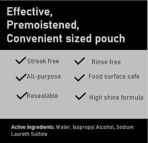 Table Top And Counter Cleaning Wipes 1 Resealable Pouch of 80 Count 10.5" x 7.75" Pre-Moistened Wipes With High Shine Formula Perfect For Use at Home or Restaurants Clinics, and Office