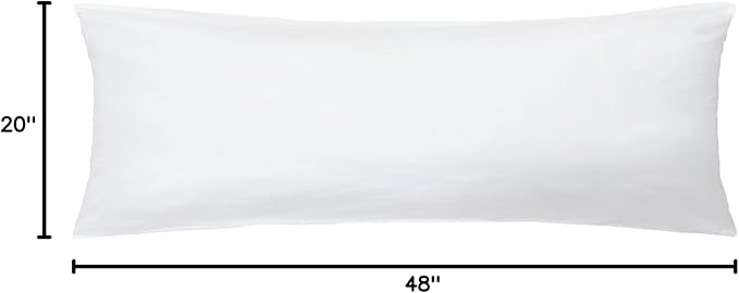 iMaylex Soft 100% Egyptian Cotton Zipper Pillow Case, Cozy and Lightweight Pillowcase, Easy Care, White, Body, 20'' x 48''
