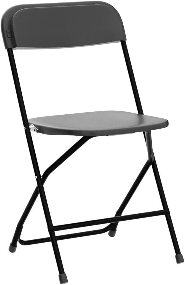 Allpop 4 Pack Plastic Folding Chair, 300lb Capacity, Portable Commercial Chair with Steel Frame for Home Office Wedding Party Indoor Outdoor Events, Stackable, Black