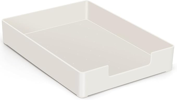 Letter-Size Desk Drawer Organizer Tray, White Letter Tray A4 Size Plastic Paper Trays Stackable File Holder for Office Supplies School Home (White)