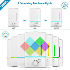 Exqline 1500ml Large Aroma Essential Oil Diffuser - Aromatherapy Humidifier for Large Room (White)