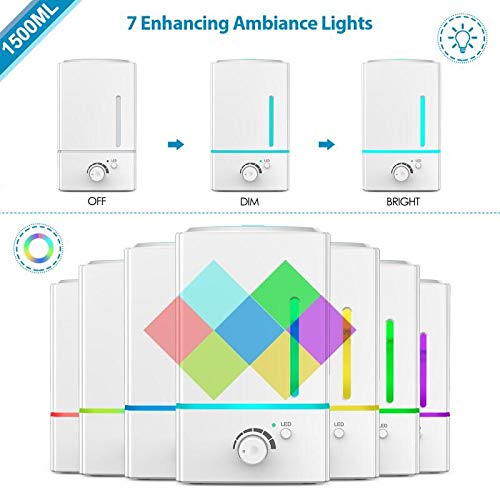 Exqline 1500ml Large Aroma Essential Oil Diffuser - Aromatherapy Humidifier for Large Room (White)