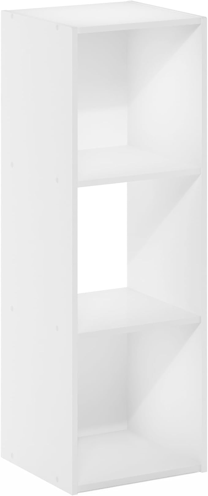 Furinno PELLI Book Shelf, 3x1 Bookshelf, Cube Storage Organizer Cabinet, 11.6 x 12.2 x 35.9, for Living Room, Bedroom, Home Office, White