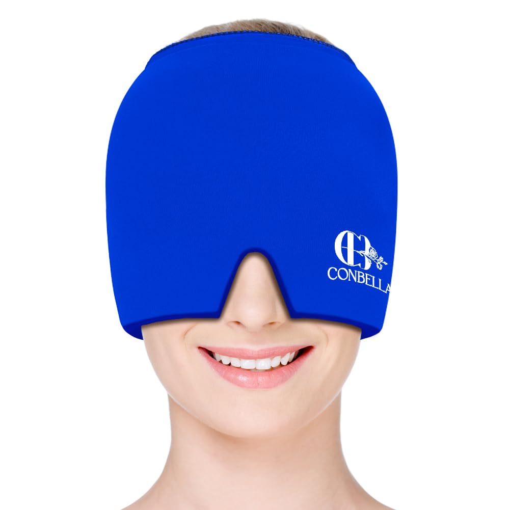 Migraine Relief Cap, Soothing Headache Ice Face Mask Products, Hot and Cold Therapy, Migraine Headache Relief Cap for Migraine, Sinus, Puffy Eyes, Tension, Stress and Hangover(Pink)