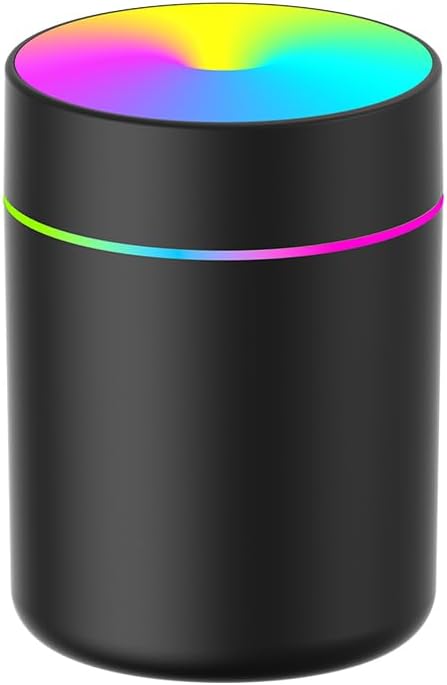 180ml Portable Small Humidifier with Colorful LED Night Light, USB Personal Desktop Humidifier for Car Home Office Travel, Auto Shut-Off, 2 Mist Modes, Super Quiet