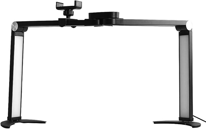 25inch Large Half Moon Light for Nail Tech, 5600K 3 Color Modes Infinitely Knob Arch Nail Light with Phone Holder Charging Function, Foldable Lighted Desk Lamp