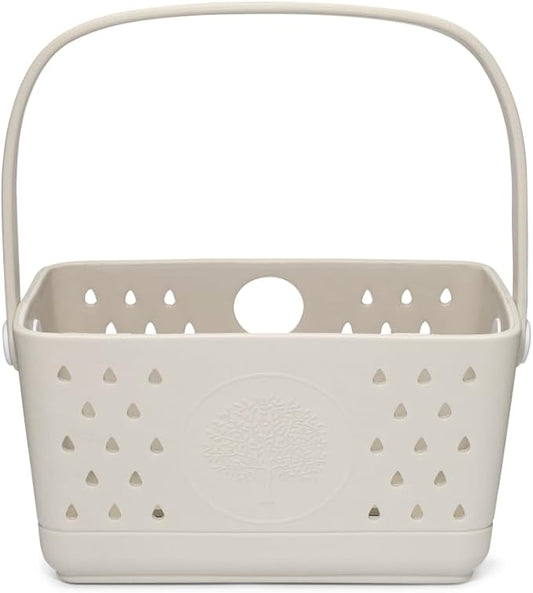 Parker Baby Bath Caddy | BPA Free & Food Grade Shower Caddy Organizer for Toys & Supplies | Quick-Dry, Sturdy & Perfect Size Shower Basket w/Handle in Neutral Colors