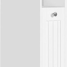 ChooChoo Slim Bathroom Storage Cabinet, Small Narrow Storage Organizer with Slide Out Drawers, Freestanding Toilet Paper Holder, Bathroom Cabinet for Small Places, White