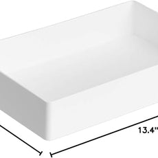 Amazon Basics Rectangular Plastic Desk Organizer Bundle, 3 Pieces Letter Tray/Accessory Tray, White