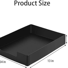 Letter-Size Tray, Desk Drawer Organizer, A4 Plastic Paper Tray, Stackable Plastic Paper Holder File Organizer for Office, School, Home Storage (Black)