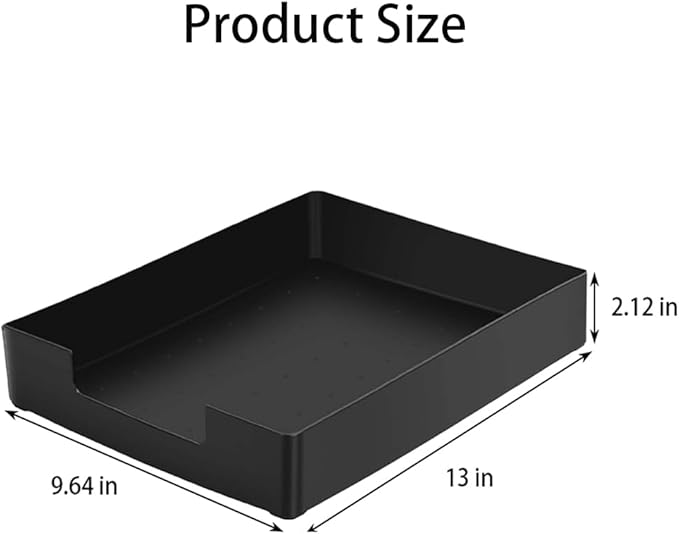 Letter-Size Tray, 2 PCS Desk Drawer Organizer, A4 Stackable Plastic Paper Tray for Office, School, Home Storage, and Storage Containers for Christmas Ornaments, Gift Wrap, and Crafts (2X Black)