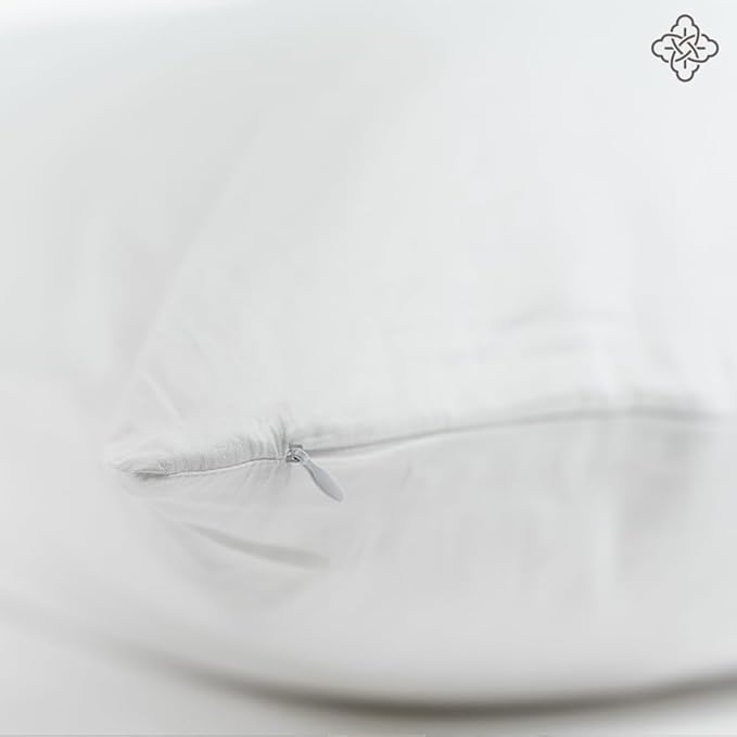 BIOWEAVES 100% Organic Cotton Body Pillow Cover for Body Pillowcases 300 Thread Count Soft Sateen Weave GOTS Certified with Zipped Closure - 21" x 54", White
