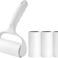 Flat Surface Lint Roller for Pet Hair Extra Sticky Lint Remover for Couch Clothes Furniture Pool Table Felt Lint Roller 1 T Handle with 4 Sticky Rolls (Daisy White)