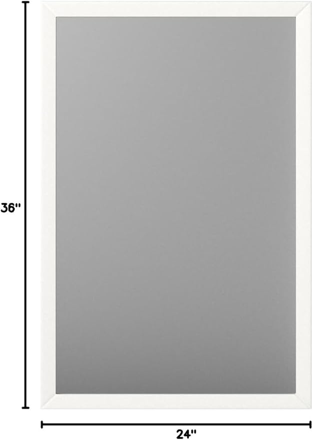 Amazon Basics Rectangular Wall Mount Mirror 24" x 36", Standard Trim, White
