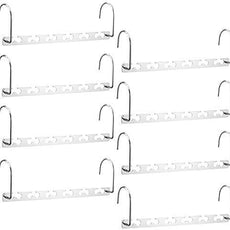Meetu Space Saving Multifunctional Clothes Hangers - Stainless Steel 6X2 Slots Magic Cascading Hanger - Updated Hook Design Closet Organizer (Pack of 10)