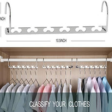 Meetu Space Saving Multifunctional Clothes Hangers - Stainless Steel 6X2 Slots Magic Cascading Hanger - Updated Hook Design Closet Organizer (Pack of 12)