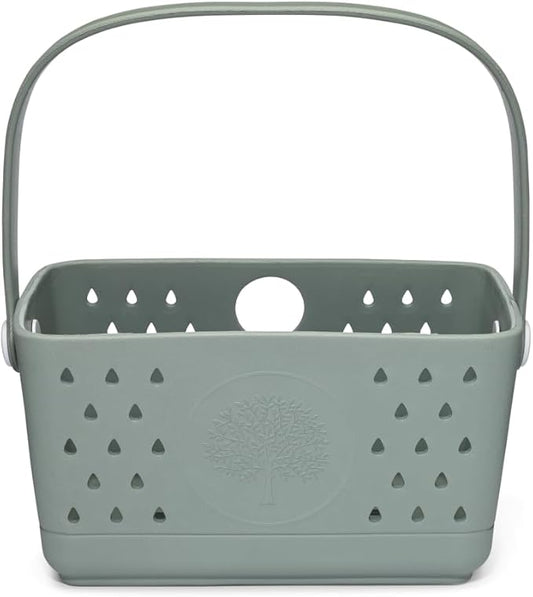 Parker Baby Bath Caddy | BPA Free & Food Grade Shower Caddy Organizer for Toys & Supplies | Quick-Dry, Sturdy & Perfect Size Shower Basket w/Handle in Neutral Colors