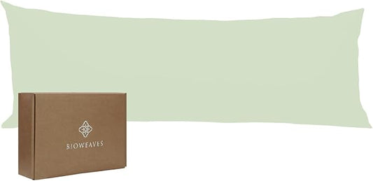 Bioweaves 100% Organic Cotton Body Pillow Cover for Body Pillowcases 300 Thread Count Soft Sateen Weave GOTS Certified with Zipped Closure - 21" x 54", Pastel Green